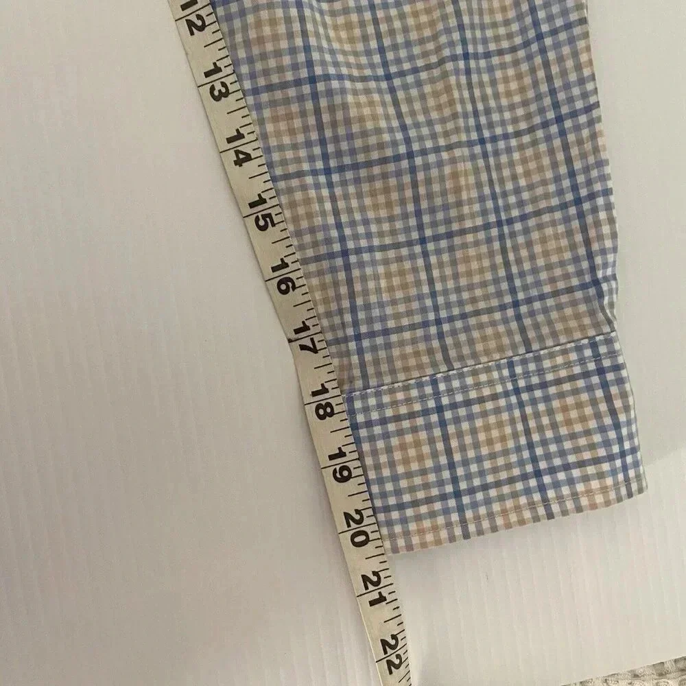 Jack Maverick Soft Blue Plaid Long Sleeve Men’s Dress Shirt Button Size‎ L Large